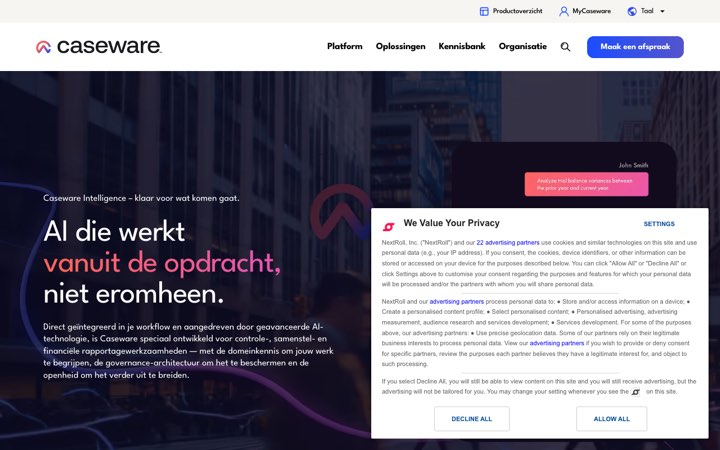 Website van Caseware AiDA