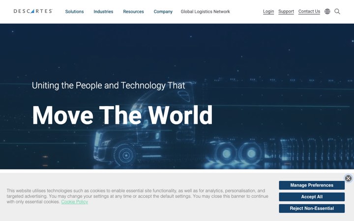 Website van Descartes Route Optimization