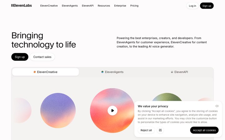 Website van ElevenLabs