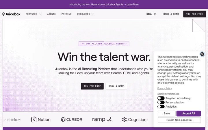 Website van Juicebox (PeopleGPT)