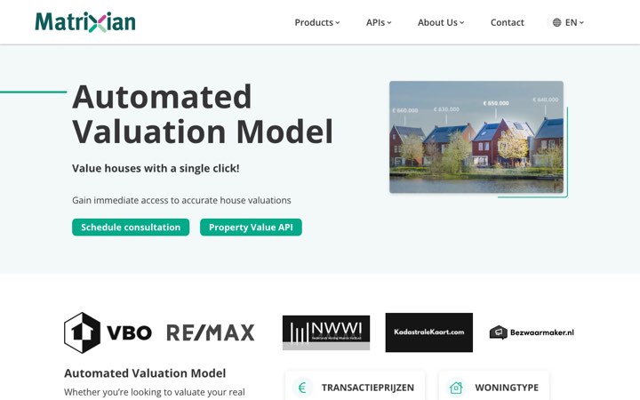 Website van Matrixian AVM