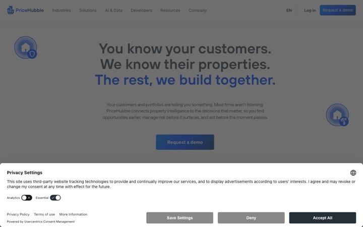 Website van PriceHubble