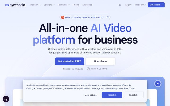 Website van Synthesia
