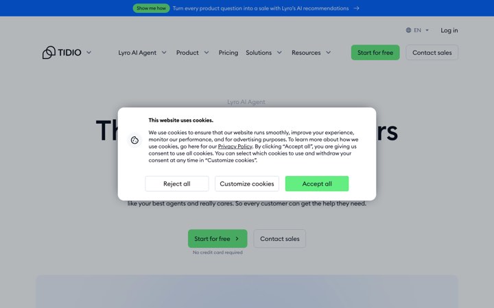 Website van Tidio Lyro